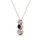2 - Kesha (3.4mm) Round Blue Sapphire and Lab Grown Diamond Graduated Three Stone Drop Pendant 