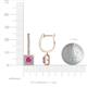 3 - Ilona (4mm) Princess Cut Pink Sapphire and Round Diamond Halo Dangling Earrings 