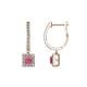 1 - Ilona (3.5mm) Princess Cut Pink Tourmaline and Round Diamond Halo Dangling Earrings 