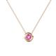 Arela 3.80 mm Round Pink Sapphire Donut Bezel Solitaire Pendant Necklace 