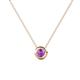 Arela 3.80 mm Round Amethyst Donut Bezel Solitaire Pendant Necklace 