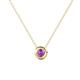 Arela 4.00 mm Round Amethyst Donut Bezel Solitaire Pendant Necklace 