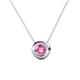Arela 4.80 mm Round Pink Sapphire Donut Bezel Solitaire Pendant Necklace 