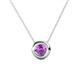 Arela 4.80 mm Round Amethyst Donut Bezel Solitaire Pendant Necklace 