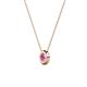 2 - Arela 3.40 mm Round Pink Sapphire Donut Bezel Solitaire Pendant Necklace 