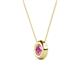 2 - Arela 5.00 mm Round Lab Created Pink Sapphire Donut Bezel Solitaire Pendant Necklace 