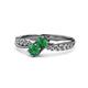 1 - Nicia Emerald with Side Diamonds Bypass Ring 