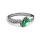 2 - Nicia Emerald with Side Diamonds Bypass Ring 