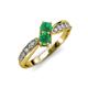 3 - Nicia Emerald with Side Diamonds Bypass Ring 