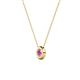 2 - Arela 3.80 mm Round Pink Sapphire Donut Bezel Solitaire Pendant Necklace 