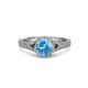2 - Levana Signature Blue Topaz and Diamond Halo Engagement Ring 