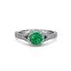 2 - Levana Signature Emerald and Diamond Halo Engagement Ring 