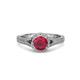 2 - Levana Signature Ruby and Diamond Halo Engagement Ring 