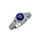 3 - Levana Signature Blue Sapphire and Diamond Halo Engagement Ring 
