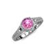 4 - Levana Signature Pink Sapphire and Diamond Halo Engagement Ring 