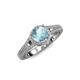 3 - Levana Signature Aquamarine and Diamond Halo Engagement Ring 