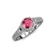 4 - Levana Signature Round Pink Tourmaline and Diamond Halo Engagement Ring 