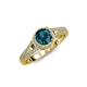 4 - Levana Signature Blue and White Diamond Halo Engagement Ring 