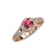 3 - Levana Signature Rhodolite Garnet and Diamond Halo Engagement Ring 
