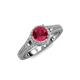 3 - Levana Signature Ruby and Diamond Halo Engagement Ring 