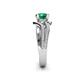 6 - Aimee Signature Emerald and Diamond Bypass Halo Engagement Ring 