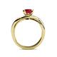 5 - Aimee Signature Ruby and Diamond Bypass Halo Engagement Ring 