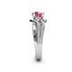 6 - Aimee Signature Rhodolite Garnet and Diamond Bypass Halo Engagement Ring 