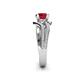 6 - Aimee Signature Ruby and Diamond Bypass Halo Engagement Ring 