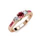 3 - Jamille Ruby and Diamond Three Stone with Side Ruby Ring 