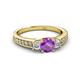 2 - Valene Amethyst and Diamond Three Stone Engagement Ring 