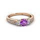 2 - Valene Amethyst and Diamond Three Stone Engagement Ring 