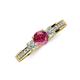 3 - Valene Pink Tourmaline and Diamond Three Stone Engagement Ring 