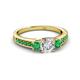 2 - Valene Diamond and Emerald Three Stone with Side Emerald Ring 