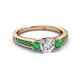 2 - Valene Diamond and Emerald Three Stone with Side Emerald Ring 