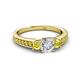 2 - Valene Diamond and Yellow Sapphire Three Stone with Side Yellow Sapphire Ring 