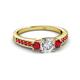 2 - Valene Diamond and Ruby Three Stone with Side Ruby Ring 