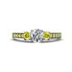 1 - Valene Yellow and White Diamond Three Stone with Side Yellow Diamond Ring 