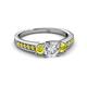 2 - Valene Yellow and White Diamond Three Stone with Side Yellow Diamond Ring 