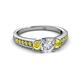 2 - Valene Diamond and Yellow Sapphire Three Stone with Side Yellow Sapphire Ring 
