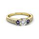 2 - Valene Lab Grown Diamond and Blue Sapphire Three Stone Engagement Ring 