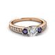 2 - Valene Lab Grown Diamond and Blue Sapphire Three Stone Engagement Ring 