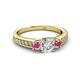2 - Valene Lab Grown Diamond and Pink Sapphire Three Stone Engagement Ring 