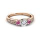 2 - Valene Lab Grown Diamond and Pink Sapphire Three Stone Engagement Ring 