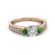 2 - Valene Lab Grown Diamond and Green Garnet Three Stone Engagement Ring 