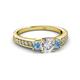 2 - Valene Lab Grown Diamond and Aquamarine Three Stone Engagement Ring 
