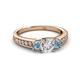 2 - Valene Lab Grown Diamond and Aquamarine Three Stone Engagement Ring 