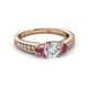 2 - Valene Lab Grown Diamond and Pink Tourmaline Three Stone Engagement Ring 