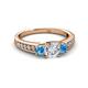 2 - Valene Lab Grown Diamond and Blue Topaz Three Stone Engagement Ring 