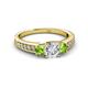 2 - Valene Lab Grown Diamond and Peridot Three Stone Engagement Ring 