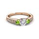 2 - Valene Lab Grown Diamond and Peridot Three Stone Engagement Ring 